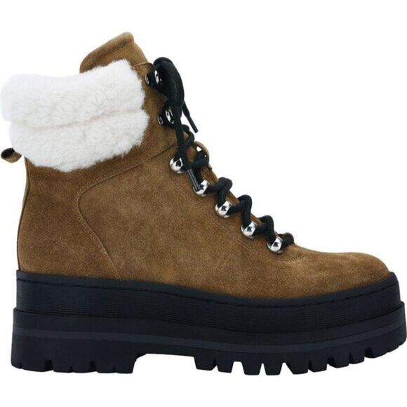 Marc‎ Fisher Leather Boot Women's Pierson Genuine Shearling Size 9 Brown $239 - Picture 3 of 6